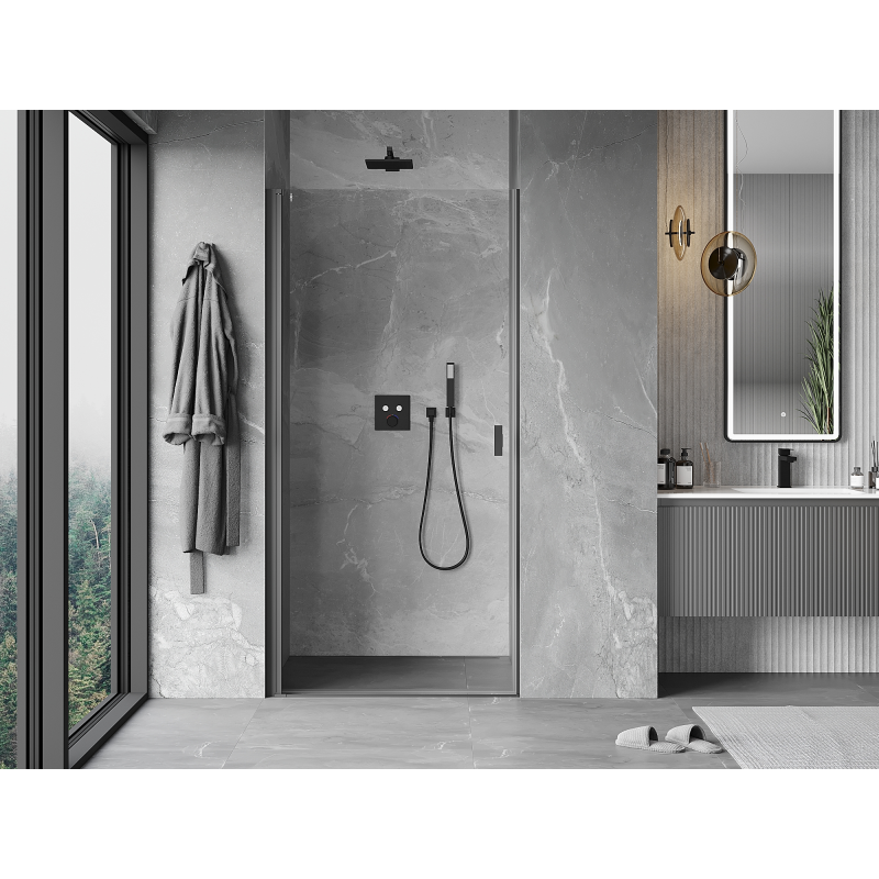 Mexen Mist-B otváracie sprchové dvere 70 cm, transparentné, gun metal - 8A2-070-000-95-00