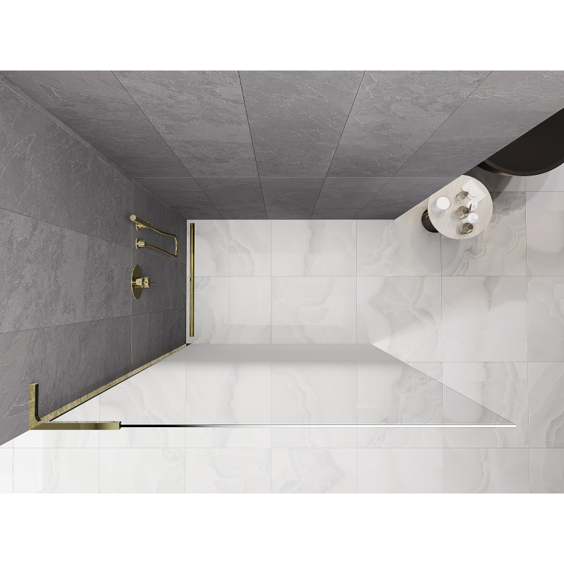 Mexen Kioto L sprchová stena Walk-in 90 x 200 cm, biela ombre 8 mm, zlatá - 800-090-103-50-86