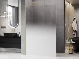 Mexen Kioto L Sprchová stena Walk-in 100 x 200 cm, ombre biela 8 mm, zlatá brúsená - 800-100-103-55-86