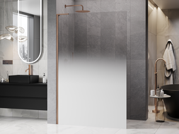 Mexen Kioto L sprchová stena Walk-in 90 x 200 cm, ombre biela 8 mm, brúsená meď - 800-090-103-65-86