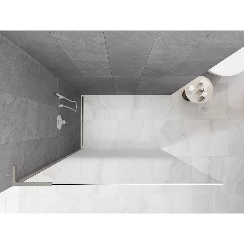 Mexen Kioto L sprchová stena Walk-in 80 x 200 cm, biela ombre 8 mm, brúsený nikel - 800-080-103-97-86