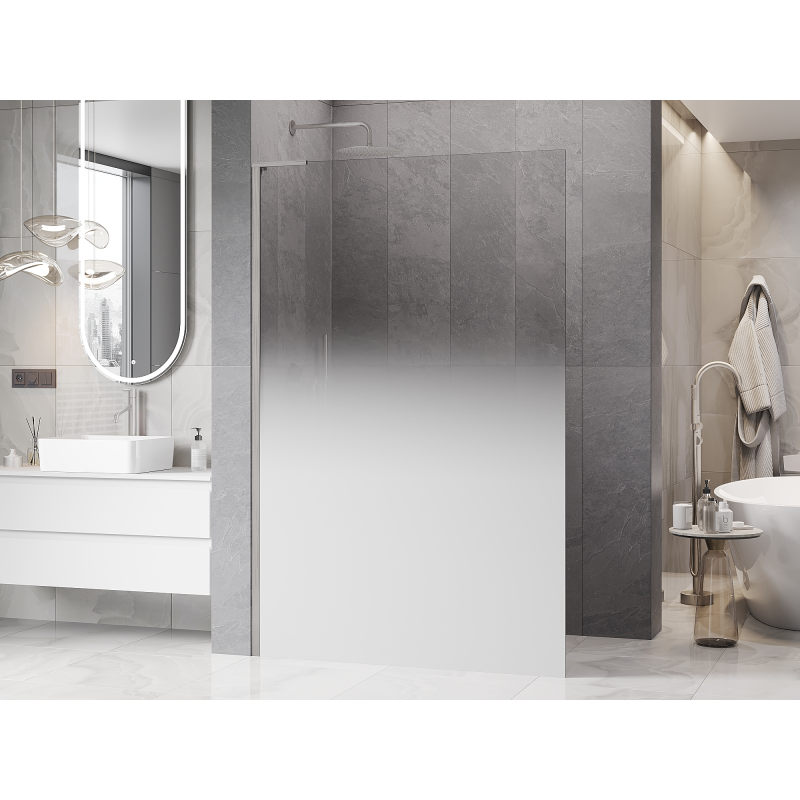 Mexen Kioto L sprchová stena Walk-in 120 x 200 cm, biela ombre 8 mm, brúsený nikel - 800-120-103-97-86