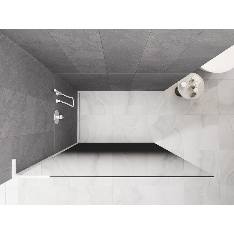 Mexen Kioto L sprchová stena Walk-in 90 x 200 cm, ombré čierna 8 mm, biela - 800-090-103-20-76