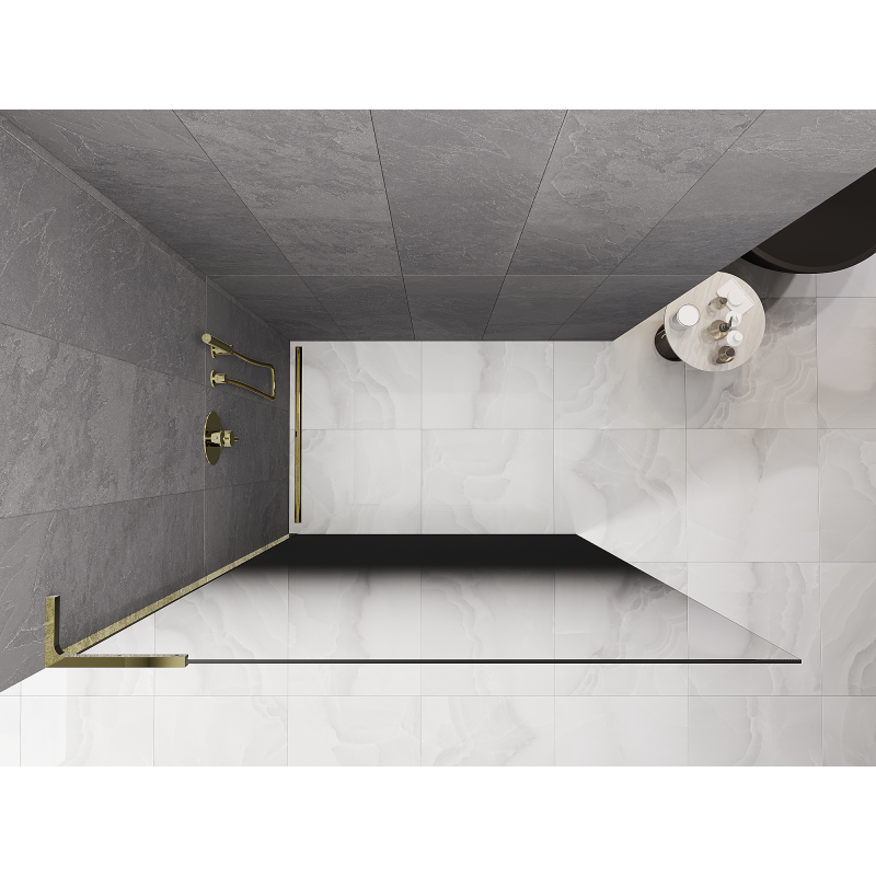 Mexen Kioto L sprchová stena Walk-in 120 x 200 cm, čierne ombre 8 mm, zlatá - 800-120-103-50-76