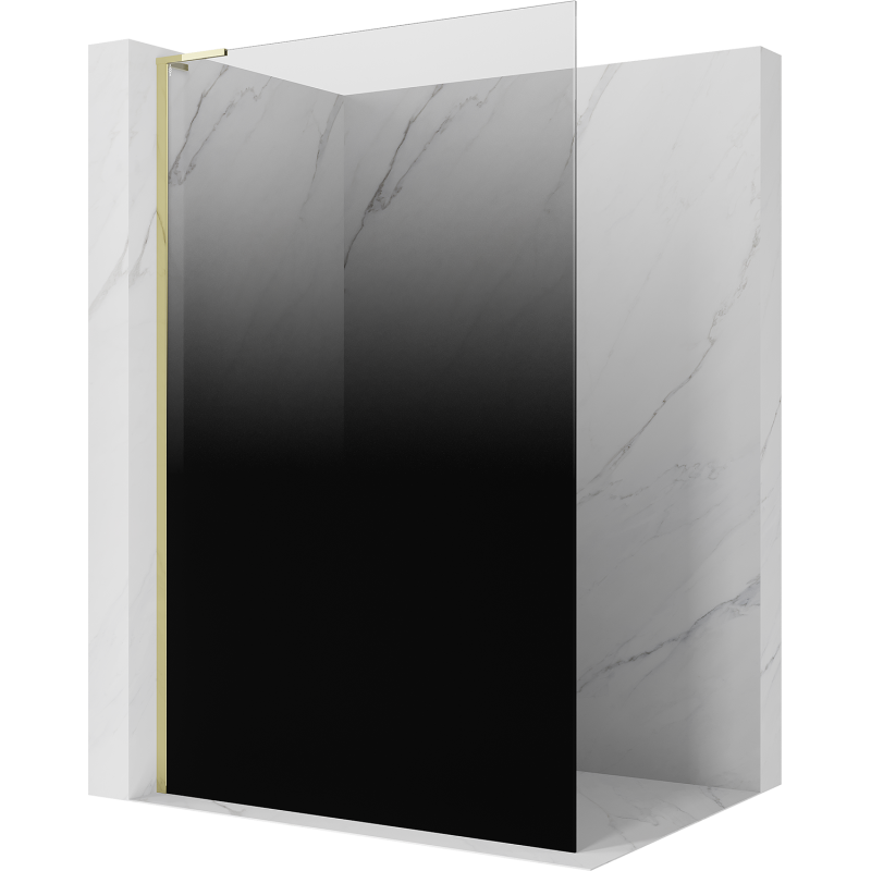 Mexen Kioto L sprchová stena Walk-in 120 x 200 cm, čierne ombre 8 mm, zlatá - 800-120-103-50-76