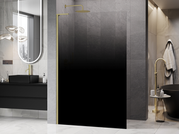 Mexen Kioto L sprchová stena Walk-in 80 x 200 cm, čierne ombre 8 mm, zlatá kartáčovaná - 800-080-103-55-76