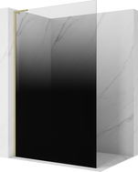 Mexen Kioto L Sprchová stena Walk-in 100 x 200 cm, čierna ombre 8 mm, zlatá kartáčovaná - 800-100-103-55-76