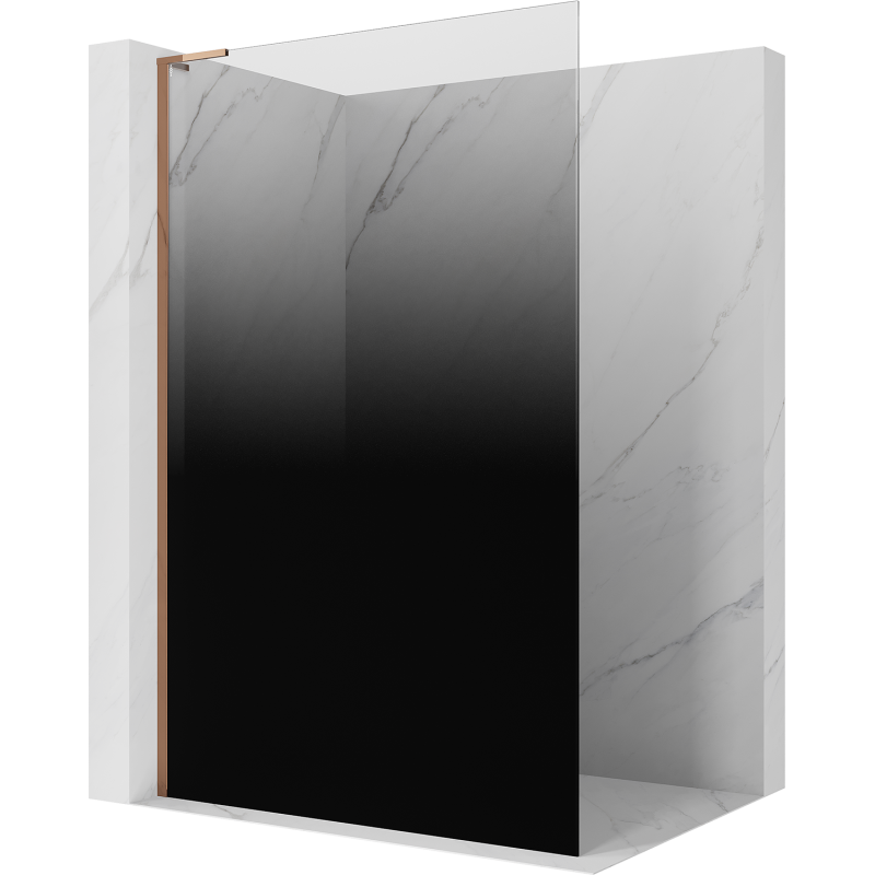 Mexen Kioto L sprchová stena Walk-in 90 x 200 cm, čierne ombre 8 mm, ružové zlato - 800-090-103-60-76