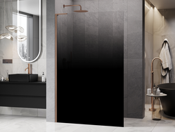 Mexen Kioto L sprchová stena Walk-in 70 x 200 cm, čierne ombre 8 mm, brúsená meď - 800-070-103-65-76