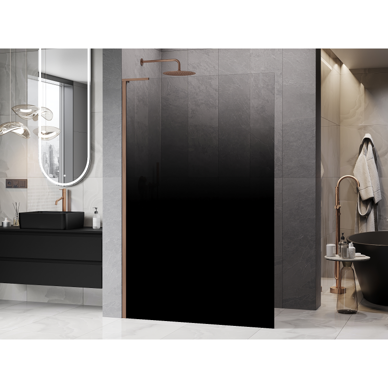 Mexen Kioto L sprchová stena Walk-in 80 x 200 cm, ombre čierna 8 mm, kartáčovaná meď - 800-080-103-65-76