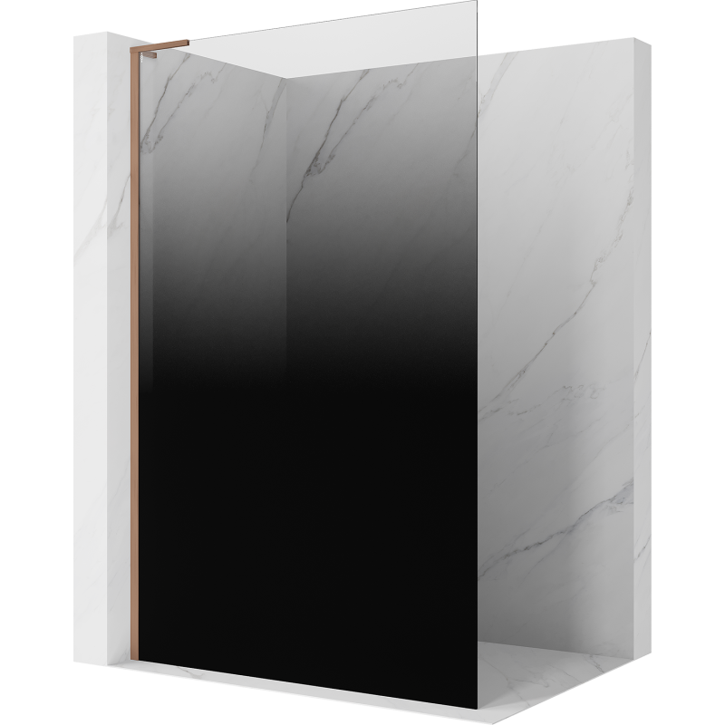 Mexen Kioto L sprchová stena Walk-in 120 x 200 cm, ombre čierna 8 mm, brúsená meď - 800-120-103-65-76