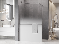 Mexen Kioto+ sprchová stena s poličkou Walk-in 100 x 200 cm, biela ombre 8 mm, chróm - 800-100-121-01-86