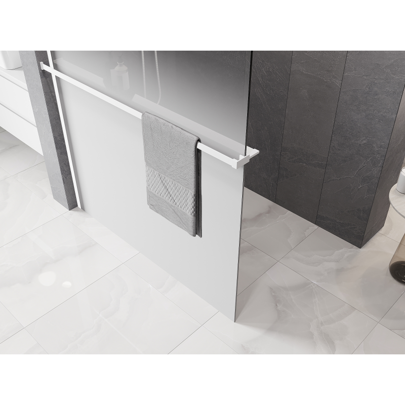 Mexen Kioto+ sprchová stena s poličkou Walk-in 90 x 200 cm, ombre biela 8 mm, biela - 800-090-121-20-86