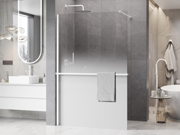 Mexen Kioto+ sprchová stena s poličkou Walk-in 100 x 200 cm, ombre biela 8 mm, biela - 800-100-121-20-86