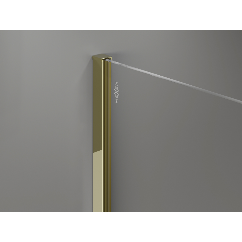 Mexen Kioto+ sprchová stena s poličkou Walk-in 90 x 200 cm, ombre biela 8 mm, zlatá - 800-090-121-50-86