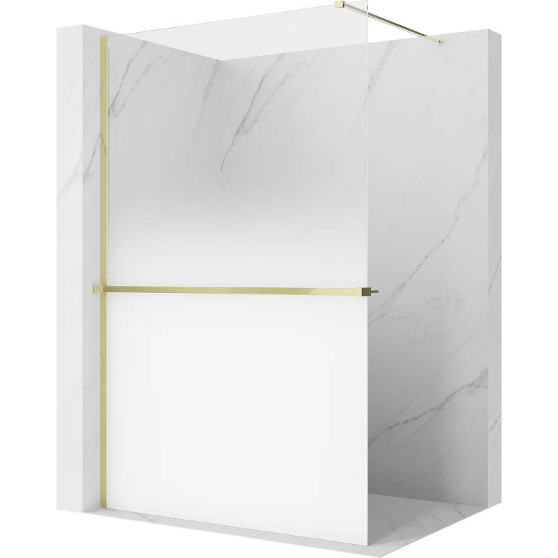 Mexen Kioto+ sprchová stena s poličkou Walk-in 100 x 200 cm, biela ombre 8 mm, zlatá - 800-100-121-50-86