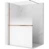 Mexen Kioto+ sprchová stena s poličkou Walk-in 90 x 200 cm, biela ombre 8 mm, brúsená meď - 800-090-121-65-86