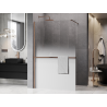 Mexen Kioto+ sprchová stena s poličkou Walk-in 90 x 200 cm, biela ombre 8 mm, brúsená meď - 800-090-121-65-86