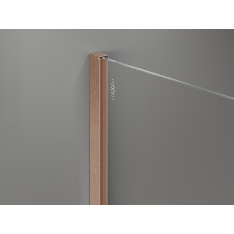 Mexen Kioto+ sprchová stena s poličkou Walk-in 90 x 200 cm, biela ombre 8 mm, brúsená meď - 800-090-121-65-86