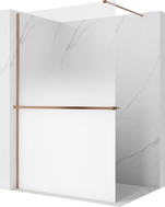 Mexen Kioto+ sprchová stena s poličkou Walk-in 150 x 200 cm, biela ombre 8 mm, brúsená meď - 800-150-121-65-86