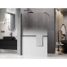 Mexen Kioto+ sprchová stena s poličkou Walk-in 70 x 200 cm, biela ombre 8 mm, čierna - 800-070-121-70-86