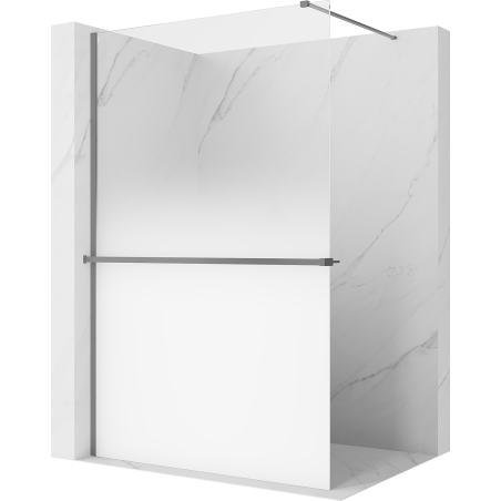 Mexen Kioto+ sprchová stena s poličkou Walk-in 110 x 200 cm, ombre biela 8 mm, gun metal - 800-110-121-95-86