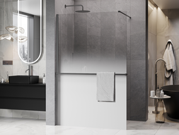 Mexen Kioto+ sprchová stena s poličkou Walk-in 130 x 200 cm, biela ombre 8 mm, gun metal - 800-130-121-95-86