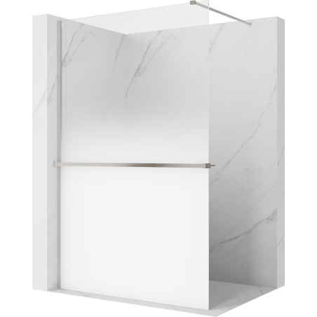 Mexen Kioto+ sprchová stena s poličkou Walk-in 70 x 200 cm, biela ombre 8 mm, kartáčovaný nikel - 800-070-121-97-86