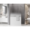Mexen Kioto+ sprchová stena s poličkou Walk-in 90 x 200 cm, biela ombre 8 mm, brúsený nikel - 800-090-121-97-86