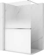 Mexen Kioto+ sprchová stena s poličkou Walk-in 120 x 200 cm, biela ombre 8 mm, brúsený nikel - 800-120-121-97-86