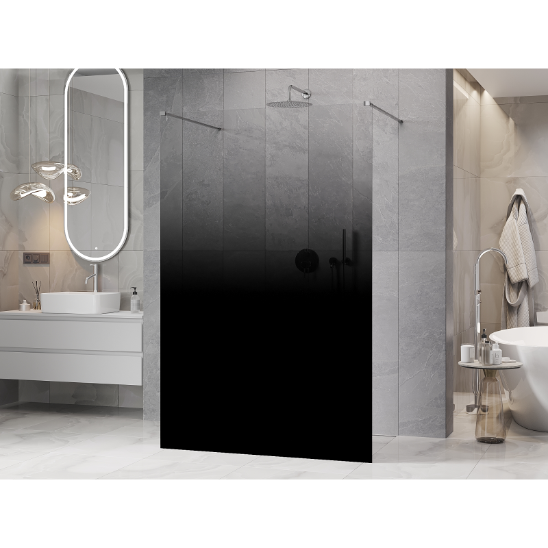 Mexen Kioto samostatne stojaca sprchová stena 130 x 200 cm, ombre čierna 8 mm, chróm - 800-130-002-01-76