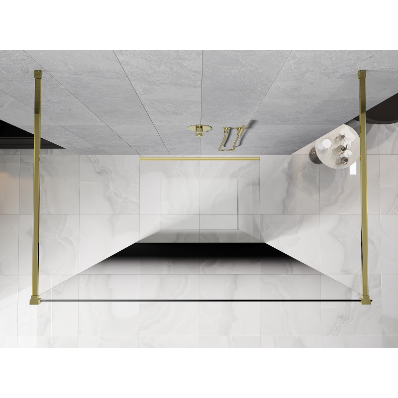 Mexen Kioto voľne stojaca sprchová stena 120 x 200 cm, ombre čierna 8 mm, zlatá - 800-120-002-50-76
