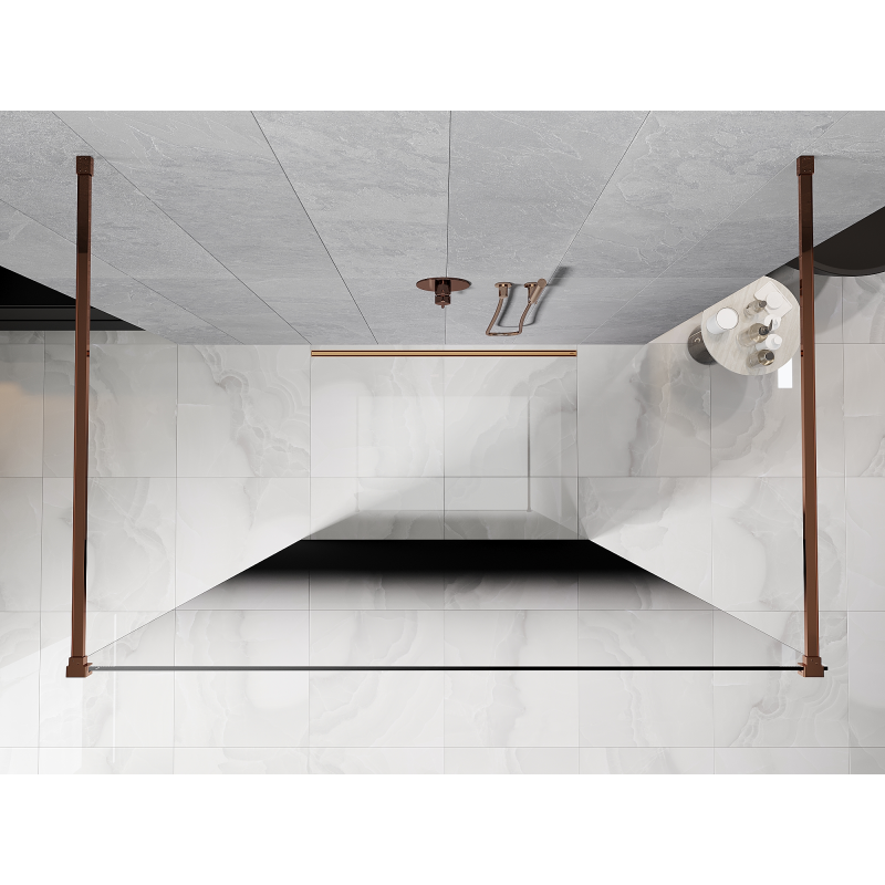 Mexen Kioto samostatne stojaca sprchová stena 110 x 200 cm, ombre čierna 8 mm, ružové zlato - 800-110-002-60-76