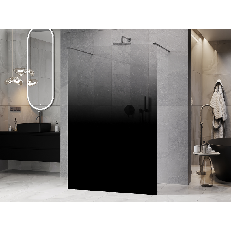 Mexen Kioto samostatne stojaca sprchová stena 110 x 200 cm, ombre čierna 8 mm, gun metal - 800-110-002-95-76