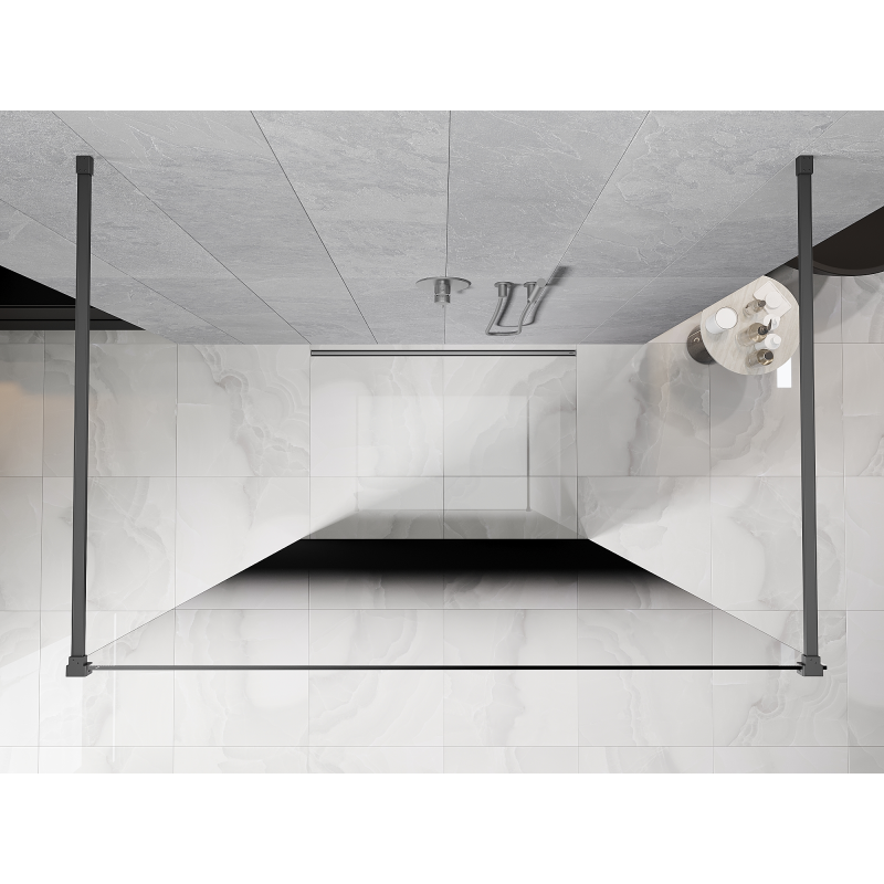 Mexen Kioto voľne stojaca sprchová stena 100 x 200 cm, čierna ombre 8 mm, gun metal - 800-100-002-95-76