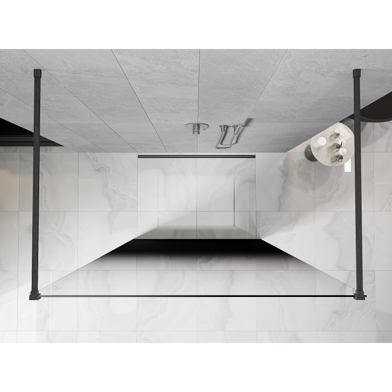 Mexen Kioto voľne stojaca sprchová stena 150 x 200 cm, ombre čierna 8 mm, kartáčovaná gun gray - 800-150-002-66-76