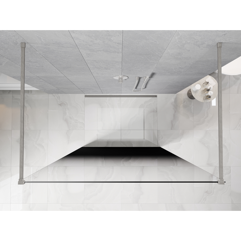 Mexen Kioto voľne stojaca sprchová stena 140 x 200 cm, ombre čierna 8 mm, brúsený nikel - 800-140-002-97-76