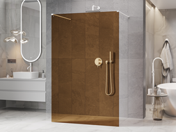 Mexen Kioto samostatne stojaca sprchová stena 130 x 200 cm, bronz 8 mm, biela - 800-130-002-20-32