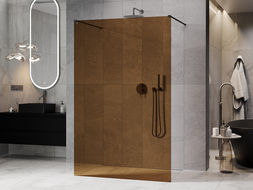 Mexen Kioto samostatne stojaca sprchová stena 140 x 200 cm, bronz 8 mm, brúsená gun gray - 800-140-002-66-32