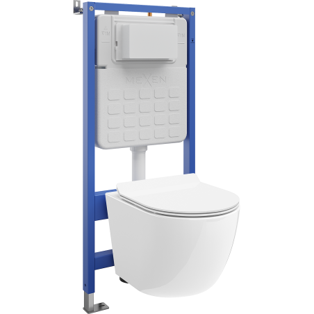 Mexen Lena podomietkový WC set rám Tex Slim s WC misou a pomaly sa zatvárajúcim sedadlom, biely - 610030224000