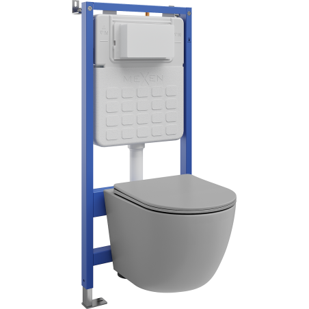 Mexen Lena podomietkový WC set Tex Slim s WC misou a pomaly padajúcim sedátkom, svetlý sivý mat - 610030224061