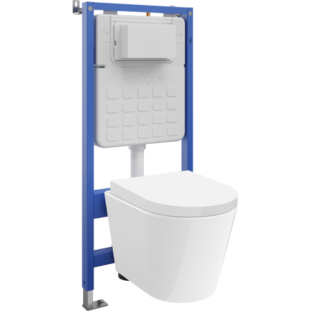 Mexen Rico podomietková WC súprava rám Tex Slim s WC misou Tornado a pomaly padajúcou doskou, biela - 610030720200T