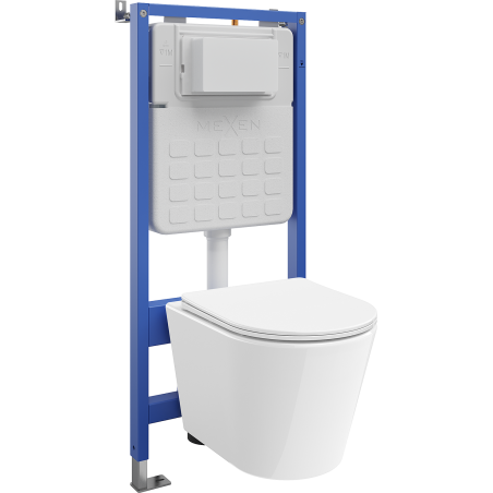 Mexen Rico sada podomietkového WC rám Tex Slim s WC misou Tornado a pomaly padajúcim sedátkom, biela - 610030720300T