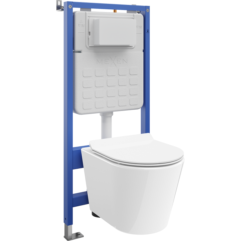 Mexen Rico Zápustná súprava WC rám Tex Slim s WC misou Tornado a pomaly spustenou doskou, biela - 610030724000T