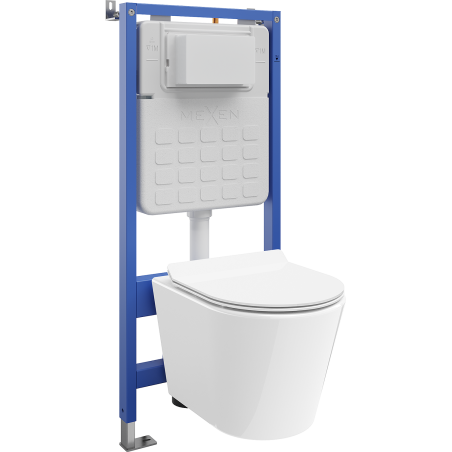 Mexen Rico zabudovaný WC set pneumatický rám Tex Air Slim s toaletnou misou Tornado a pomaly klesajúcim sedadlom, biely