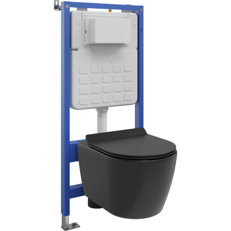 Mexen Carmen zabudovaný WC set Tex Slim s WC misou a doskou so spomaleným pádom, čierny mat - 610030880185