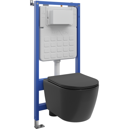 Mexen Carmen podomietkový WC set stelaž Tex Slim s WC misou Tornado a pomaly sklopnou doskou, čierny mat - 610030881085T
