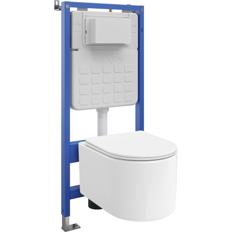 Mexen Sofia podomietkový WC set pneumatický stojan Tex Air Slim s WC misou Tornado a pomaly klesajúcim sedadlom, biela