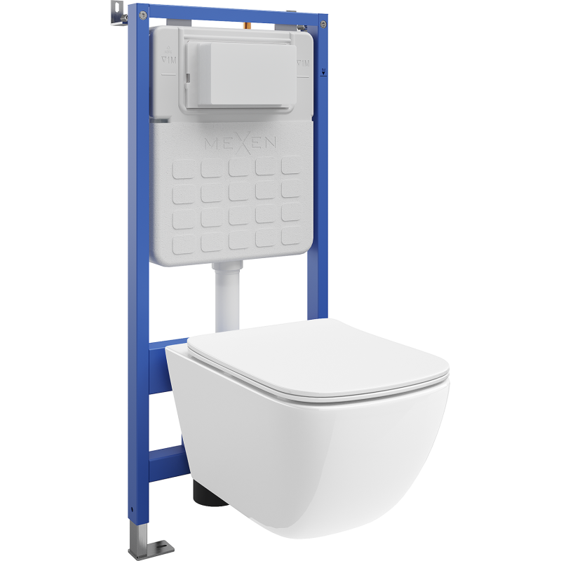 Mexen Timo podomietková WC sada pneumatický rám Tex Air Slim s WC misou Tornado a pomaly padajúcim sedadlom, biela