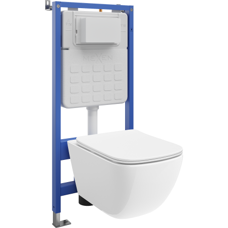Mexen Timo podomietková WC sada pneumatický rám Tex Air Slim s WC misou Tornado a pomaly padajúcim sedadlom, biela